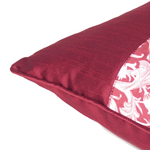 Riara Home Decorative Soft Cushion Cover with Zipper Throw Pillow Cases Square Pillowcase for Sofa, Living Room Decor Set of 2 (16"x16", Maroon Flower) - Image 4