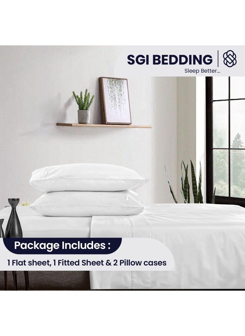 SGI bedding SGI bedding 600 Thread Count 4 Piece 100% Egyptian Cotton Twin Size Sheets Set for Boys and Girls  15"" Deep Pocket Sheet Set  Premium  Breathable  Soft and Hotel-Quality Luxury Kids Sheets - White  - Image 2