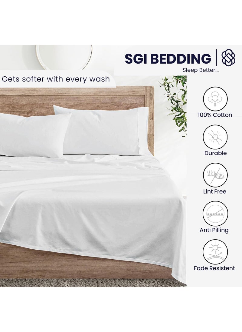 SGI bedding SGI bedding 600 Thread Count 4 Piece 100% Egyptian Cotton Twin Size Sheets Set for Boys and Girls  15"" Deep Pocket Sheet Set  Premium  Breathable  Soft and Hotel-Quality Luxury Kids Sheets - White  - Image 4