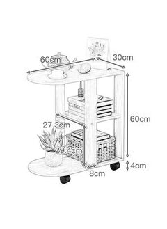 Arabest Multifunctional 3-Layer Storage Trolley - High-Grade Rubber Wood Sofa Side Table & Coffee Table, Movable Rack for Living Room (Wood Color)  - Image 5