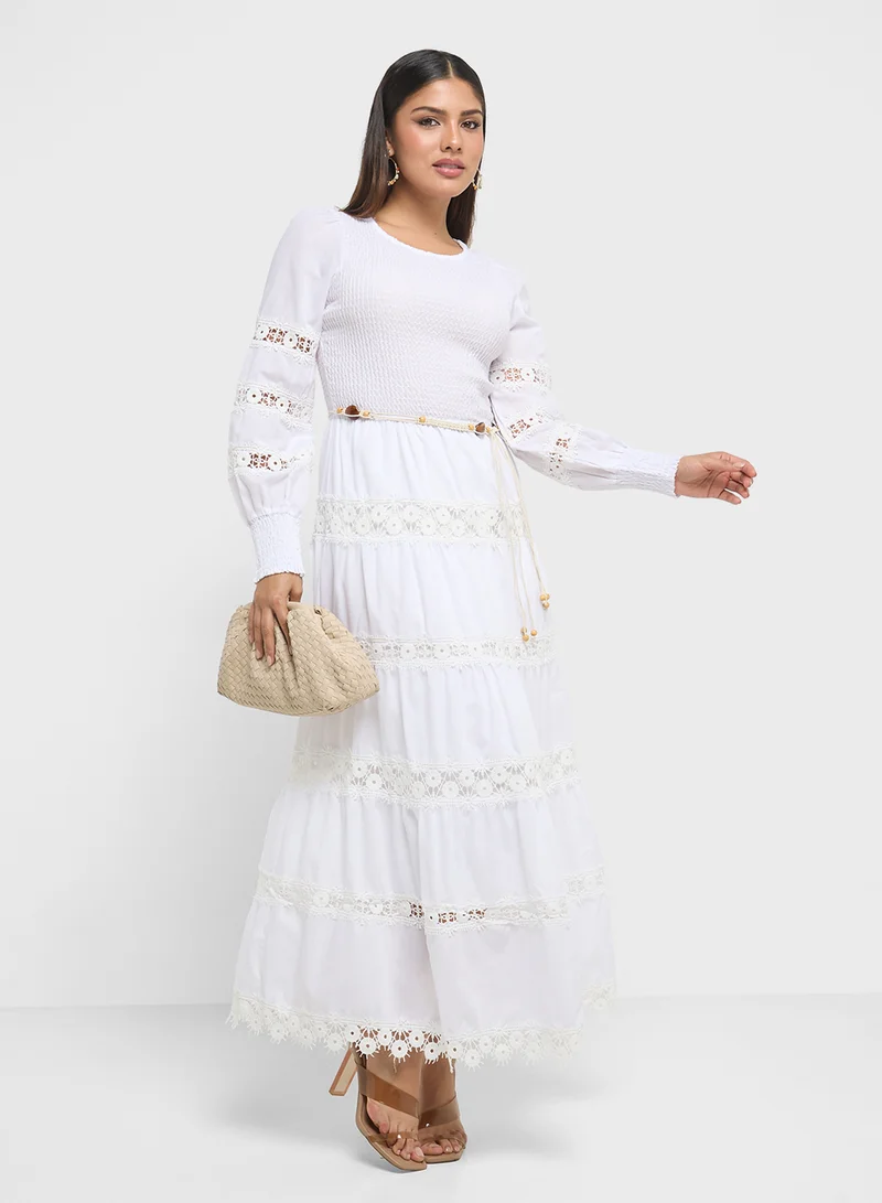 Khizana Lace Tiered Dress