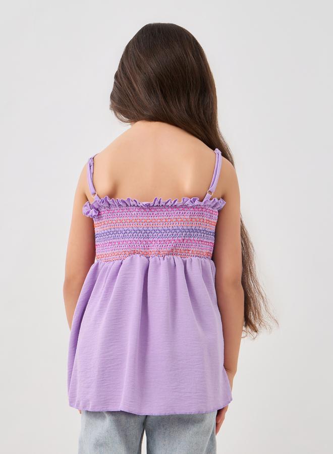 Styli Styli Girls Smocked Square Neck Strappy Blouse  - Image 4