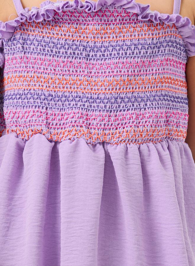 Styli Styli Girls Smocked Square Neck Strappy Blouse  - Image 3
