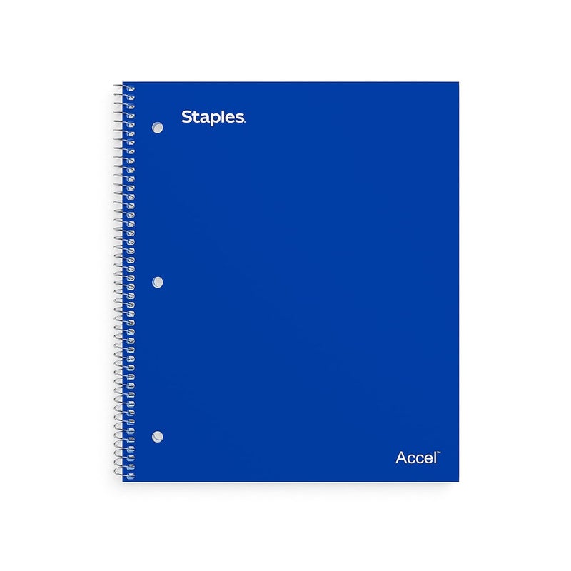 STAPLES Accel 1Subject Notebook 85inch x 11inch Graph Ruled 100 Sheets Assorted Colors 3Pack ST25855DVS - Image 1