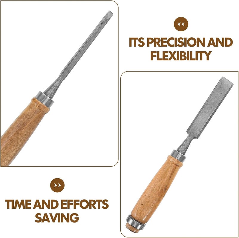 4pcs Wood Chisel Set for Woodworking Projects with Flat Tips, Metal Blades and Wooden Handles, Carpentry Carving Engraving Tools for DIY Woodcutting and Wood Craft - Image 3