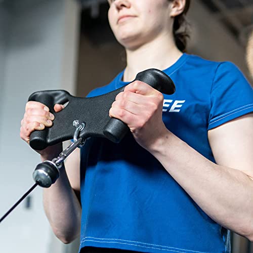 KAKSS Cable Machine Attachments. Black Matte Handles with Universal Attachment for Cable Machines. Pull Down, Press Down, Row, Triceps, Biceps & Lats. Available in 8 Varieties. (Narrow Bicep) - Image 4