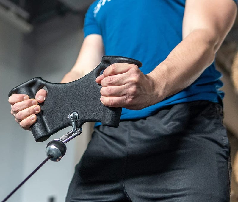 KAKSS Cable Machine Attachments. Black Matte Handles with Universal Attachment for Cable Machines. Pull Down, Press Down, Row, Triceps, Biceps & Lats. Available in 8 Varieties. (Narrow Bicep) - Image 5