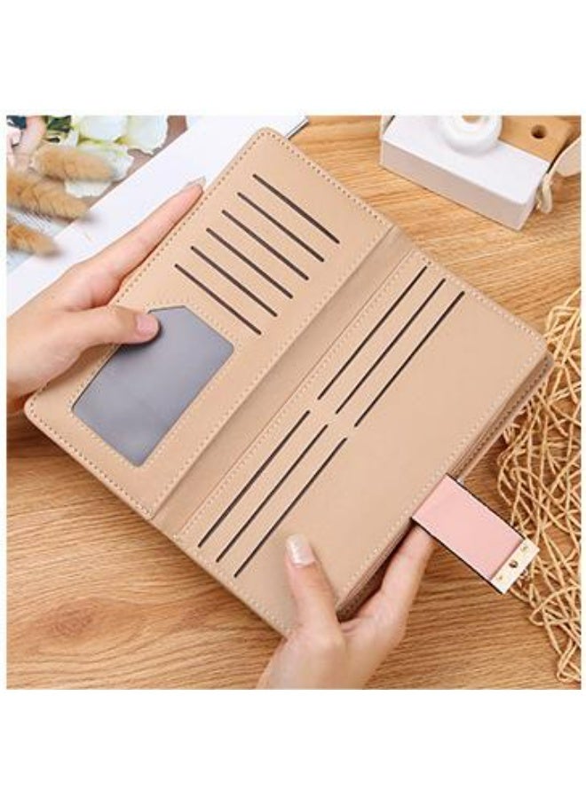 Women's Long Wallet with Hollow Leaf Design,Leather Clutch Purse with Zipper Closure, Gold Metal Accents(pink) - Image 5