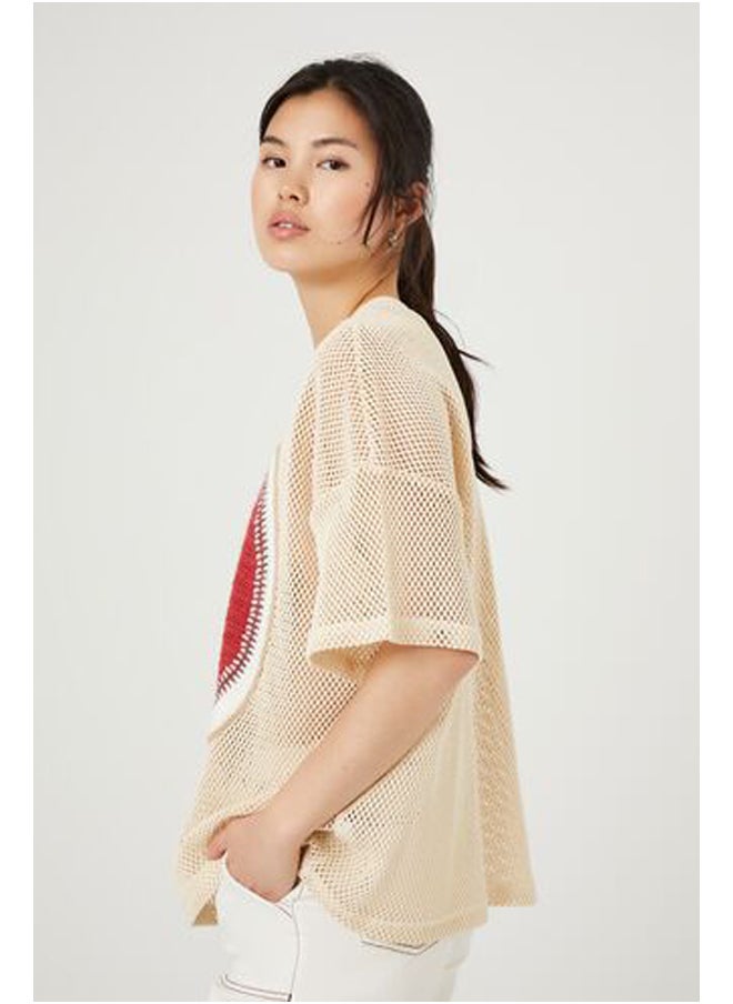 FOREVER 21 - Oversized Sheer Netted Heart Tee - Image 1