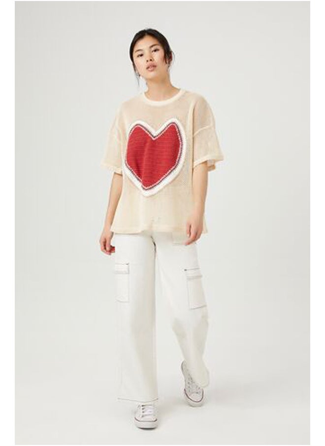 FOREVER 21 - Oversized Sheer Netted Heart Tee - Image 1