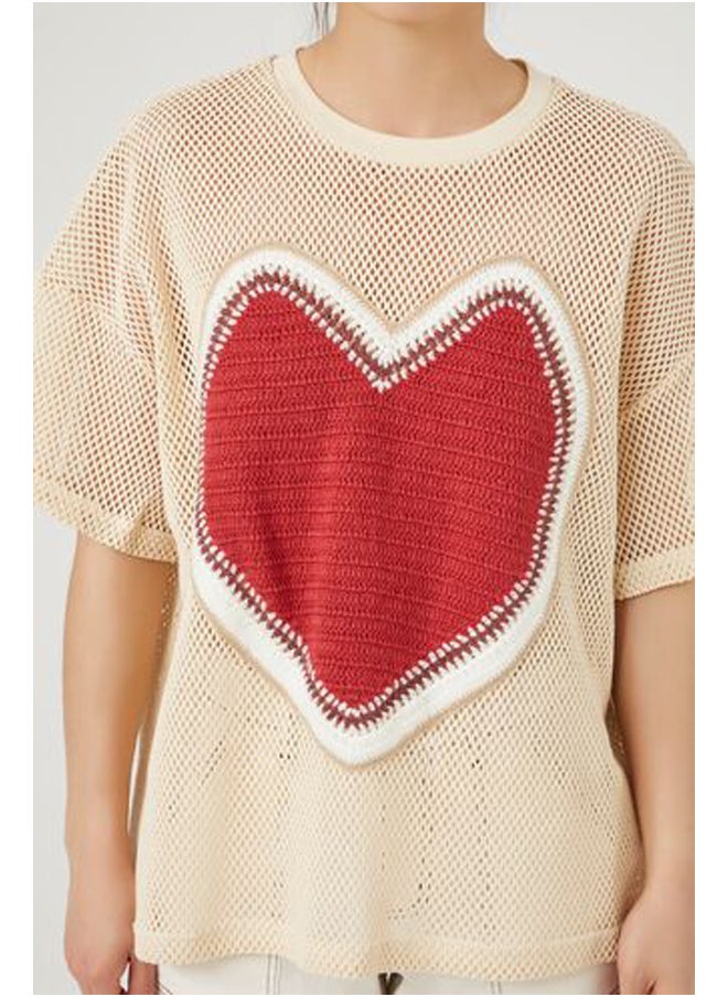 FOREVER 21 - Oversized Sheer Netted Heart Tee - Image 1