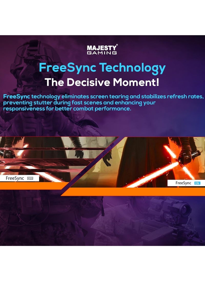 Majesty Majesty 𝟐𝟕 Inch FHD 1920x1080 Gaming Monitor, HDR, 100% sRGB, G-SYNC, IPS, 144Hz, 1ms, On-Board Speakers, DisplayPort HDMI, VESA  - Image 3