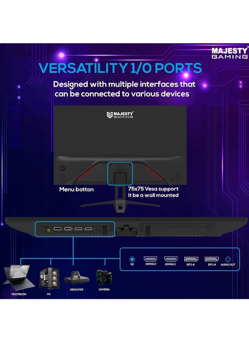 Majesty Majesty 𝟐𝟕 Inch FHD 1920x1080 Gaming Monitor, HDR, 100% sRGB, G-SYNC, IPS, 144Hz, 1ms, On-Board Speakers, DisplayPort HDMI, VESA  - Image 5