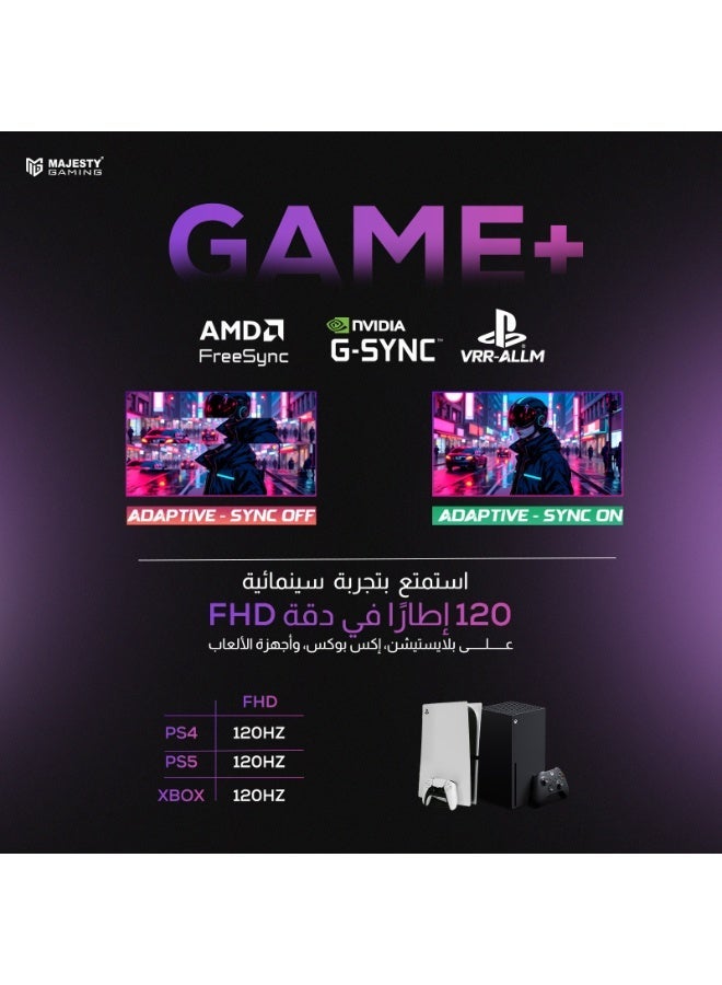 Majesty 27" FHD 1920x1080 Gaming Monitor | IPS | 144Hz | 1ms | HDR | 100% sRGB | G-SYNC & FreeSync | Built-in Speakers | DisplayPort & HDMI | VESA - Image 4