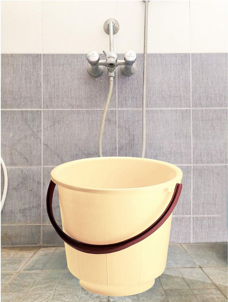 Kuber Industries Unbreakable Strong Plastic Bathroom Bucket 13 LTR Cream CTKTC042972 - Image 3