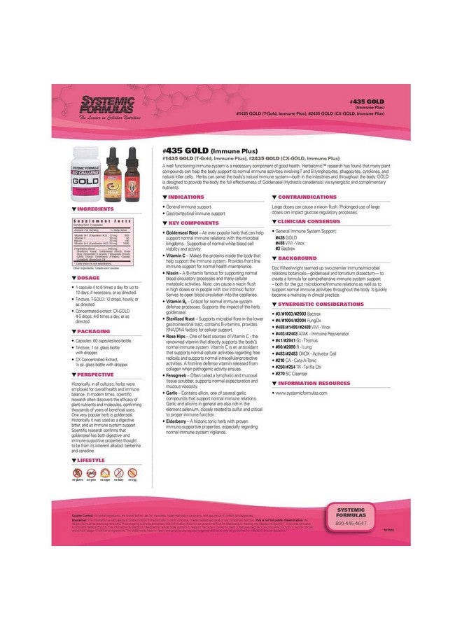 Systemic Formulas Gold Immune Plus - General Immune Support, 60 Capsules, Bio Challenge 435. Immune Builder. - Image 4