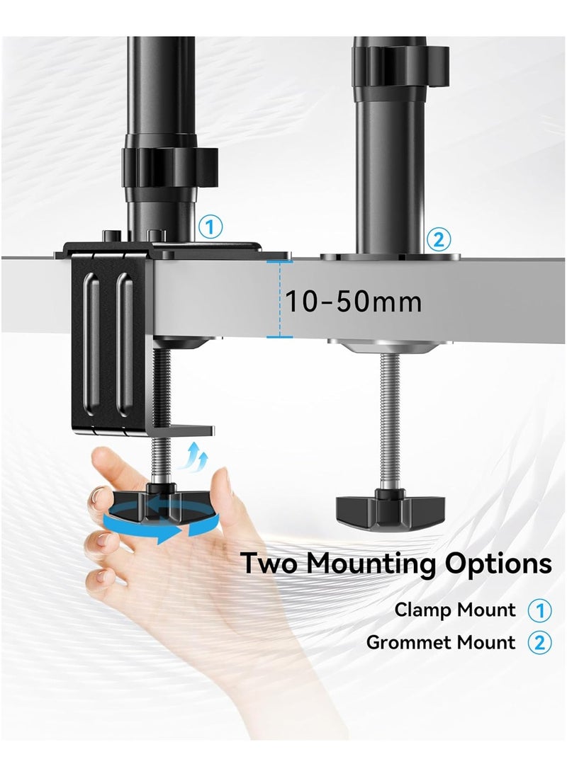 Dual Monitor Arm with Laptop Tray - Dual Monitor Stand with Laptop Holder, Dual Vesa Mount Laptop Arm, Dual Screen Mount for 13-32", 2 Vesa Stand Up to 8Kg for Gaming & Office  - Image 3