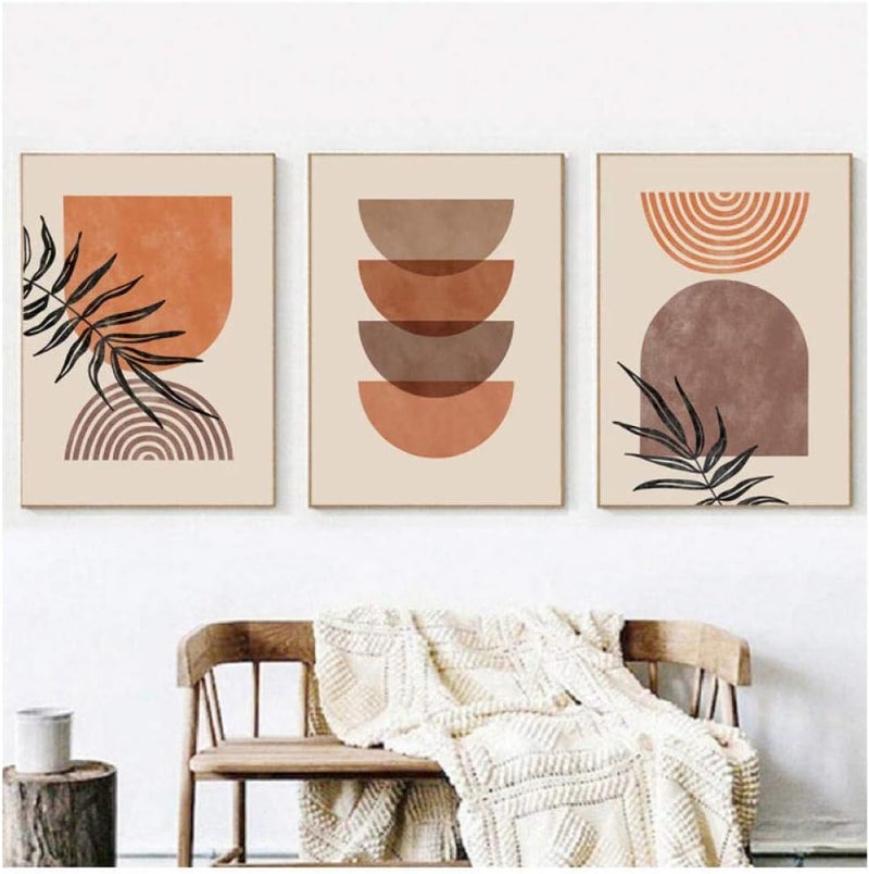 BPA Modern Abstract Wall Art Home Decor Rainbow Art Print Canvas Painting Geometric Poster Neutral Boho Wall Pictures, No Frame, 3Pcs, 50X70 cm - Image 2