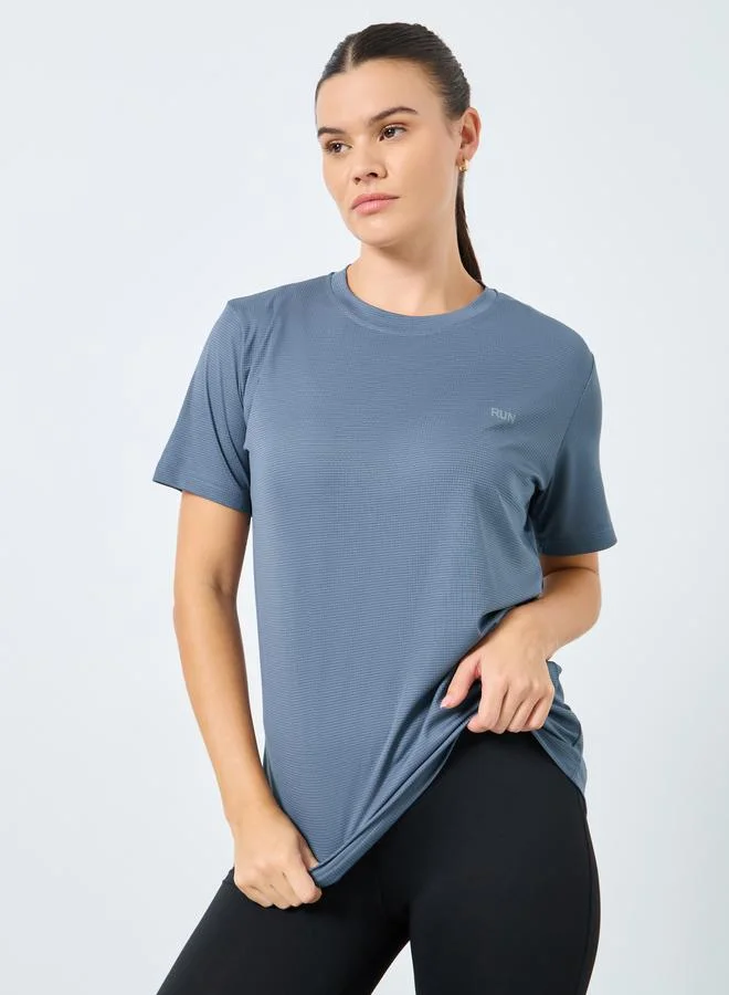Styli Active Reflective Text Basic Short Sleeves Top