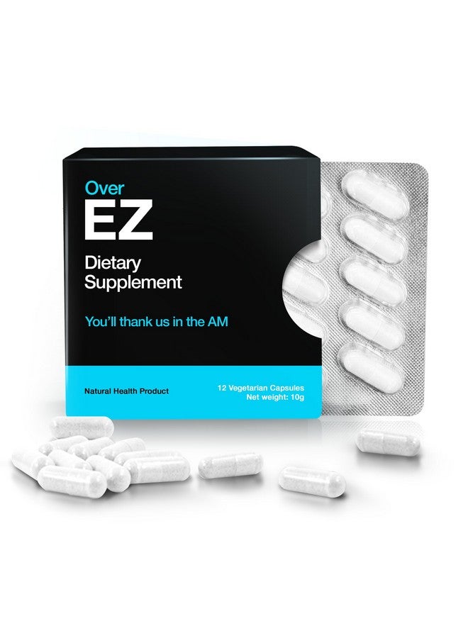 OVER EZ Pre-Drink Supplement - Party Recovery & Prevention Pills for a Night Out & Better Mornings (12 Capsules) & Milk Thistle, Amino Acids, Vitamin Bs - Image 1