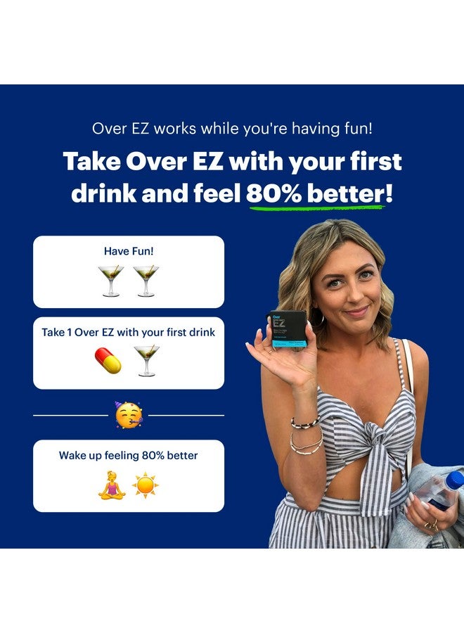 OVER EZ Pre-Drink Supplement - Party Recovery & Prevention Pills for a Night Out & Better Mornings (12 Capsules) & Milk Thistle, Amino Acids, Vitamin Bs - Image 2