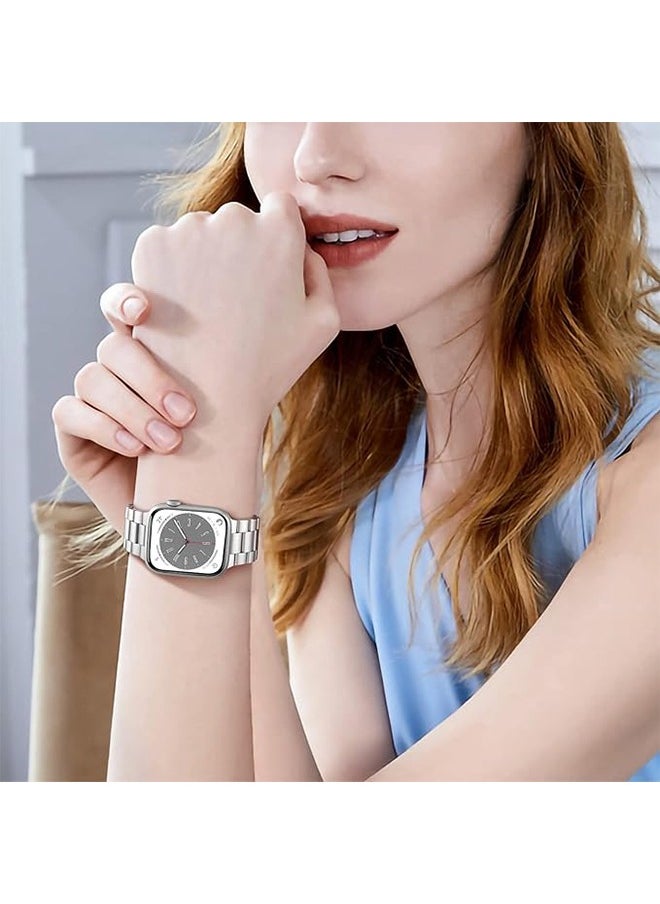 Ocean - Compatible for Apple Watch Ultra 2 Band 49mm, Premium Stainless Steel Metal Compatible with Apple Watch Ultra Band/Apple Watch Strap 49mm, Replacement Adjustable Strap for Men Women, Silver - Image 1