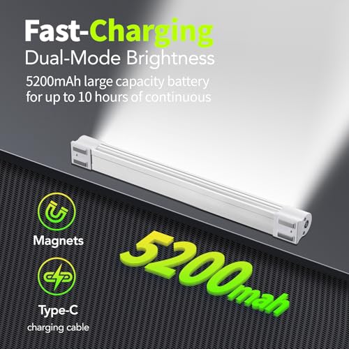 LETOUR Rechargeable Light LED Tube Magnetic Light 4000Lumens 5200mAh 5 Levels Dimming Camping Lantern USB Rechargeable Portable Lights with 2 Magnets Endurance for 60 Hours - Image 2