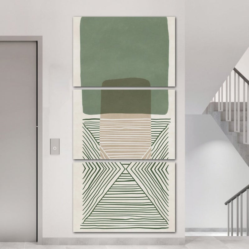 Marktna Three abstract canvas paintings with a hollow frame, measuring (90×40), three pieces - Image 1