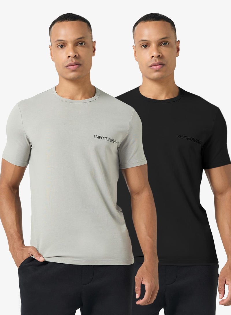 EMPORIO ARMANI 2 Pack Of Logo Crew Neck T-Shirt - Image 1