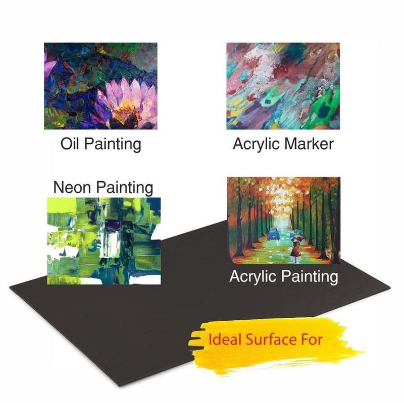 Eduway Medium Grain 6"x20" inch Cotton Black Canvas Board- Pack of 1, (15x50 cms) with 4mm MDF Board Backing, for Painting. - Image 4