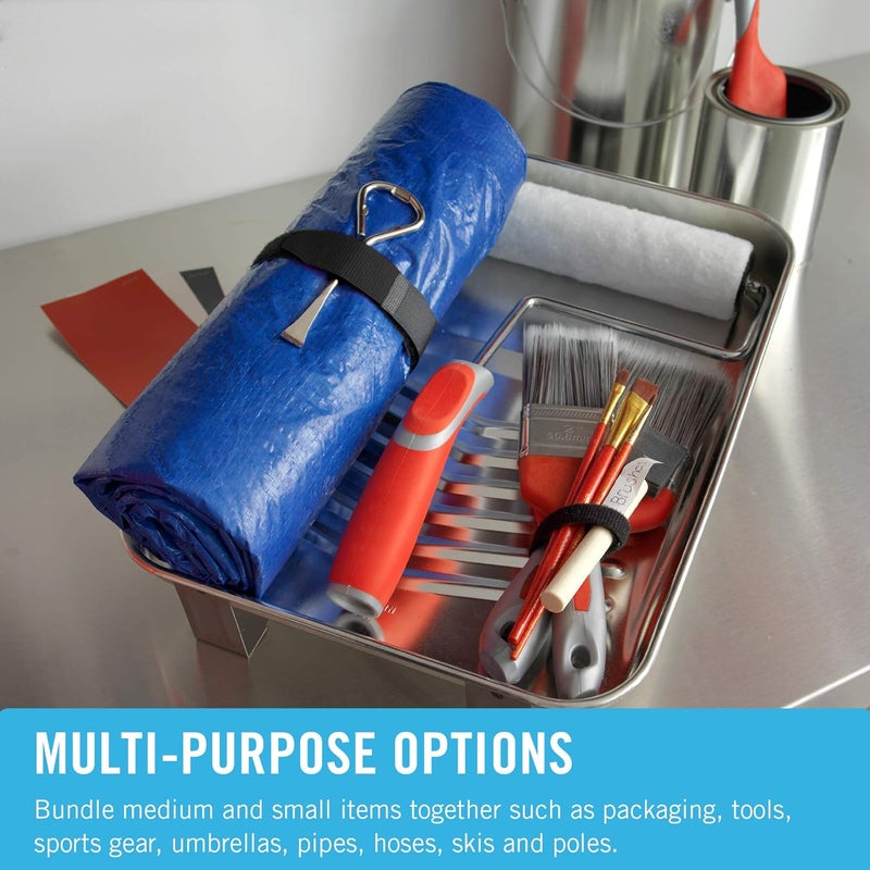 Velcro حزمة كبيرة من 25 قطعة من أحزمة الربط 18" × 1" مع مشبك، حل تثبيت أو إدارة كابلات قوي، VELSTRAP أسود، 91837 - Image 4