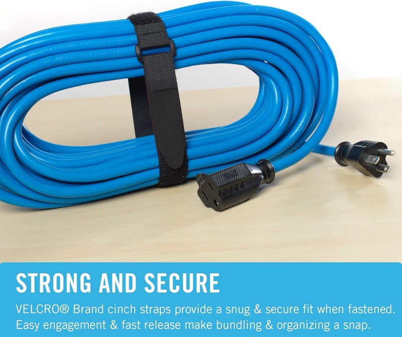 Velcro حزمة كبيرة من 25 قطعة من أحزمة الربط 18" × 1" مع مشبك، حل تثبيت أو إدارة كابلات قوي، VELSTRAP أسود، 91837 - Image 2