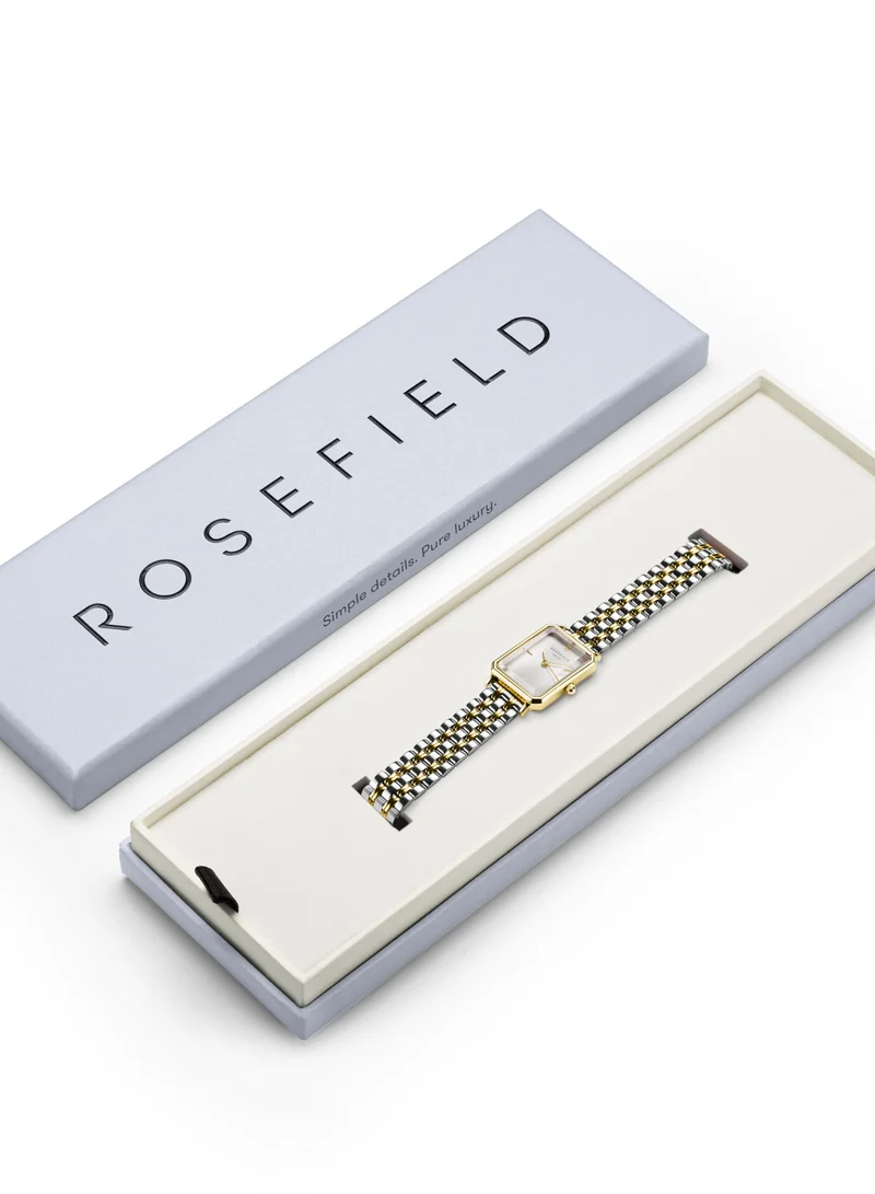 RoseField Rosefield Octagon XS White Sunray Steel Duotone Silver Gold Women Watch - OWDSG-O62