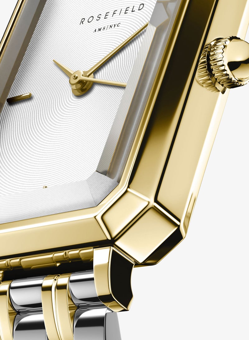 Rosefield Octagon XS White Sunray Steel Duotone Silver Gold Women Watch - OWDSG-O62 - Image 2