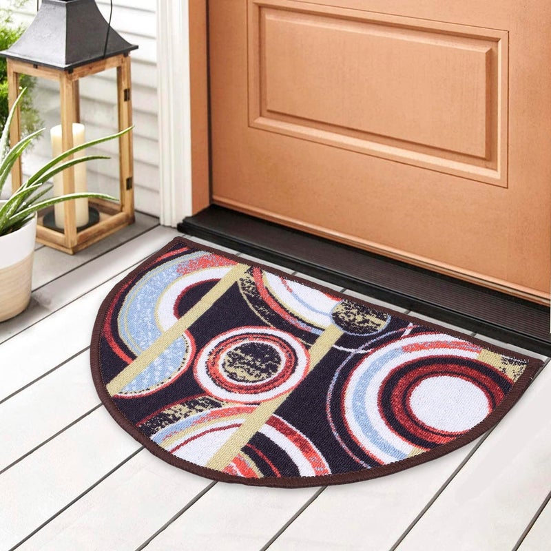 Status Contract Semi Circle/D-Shape Entrance Floor Door Mats Home Decor Non-Slip Carpet for Bathroom, Bedroom, Balcony, Living Room Washable Dirt Trapper (15 x 23 inch) - Image 1