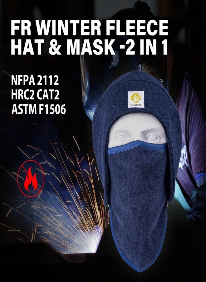 Fullsheild FR Face Mask Full Head Cover Winter Fleece Flame Resistant Balaclava 11oz NFPA2112 CAT2 Modacrylic Blend Hood for Welding OneSize Blue - Image 3