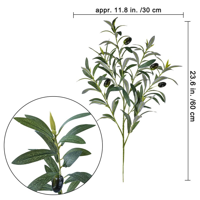 Winlyn 3 Pcs 23.6"" Tall Artificial Olive Branches with 261 Leaves Lifelike Faux Eucalyptus Plant Stems for Floral Arrangements Vases Bouquets Wreaths Centerpieces Wedding Holiday Greenery Home Decor - Image 5