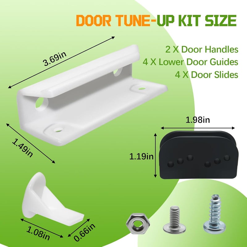 PWEOW DK100-A Shed Door Tune-Up Kit for Arrow Sliding Shed Doors, Complete Replacement Parts for Metal Shed Door Glides Kit-White - Image 2
