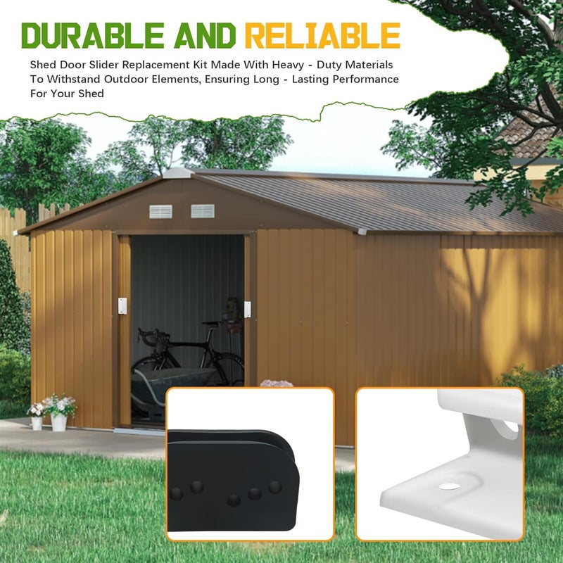 PWEOW DK100-A Shed Door Tune-Up Kit for Arrow Sliding Shed Doors, Complete Replacement Parts for Metal Shed Door Glides Kit-White - Image 5