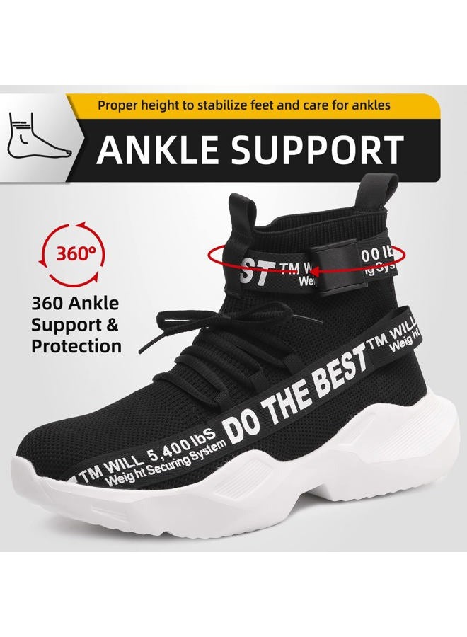 Furuian Steel Toe Shoes for Men Lightweight Comfortable High top Safety Boots Breathable Working Sneakers Indestructible Construction Boots, 793-black, 11 - Image 5