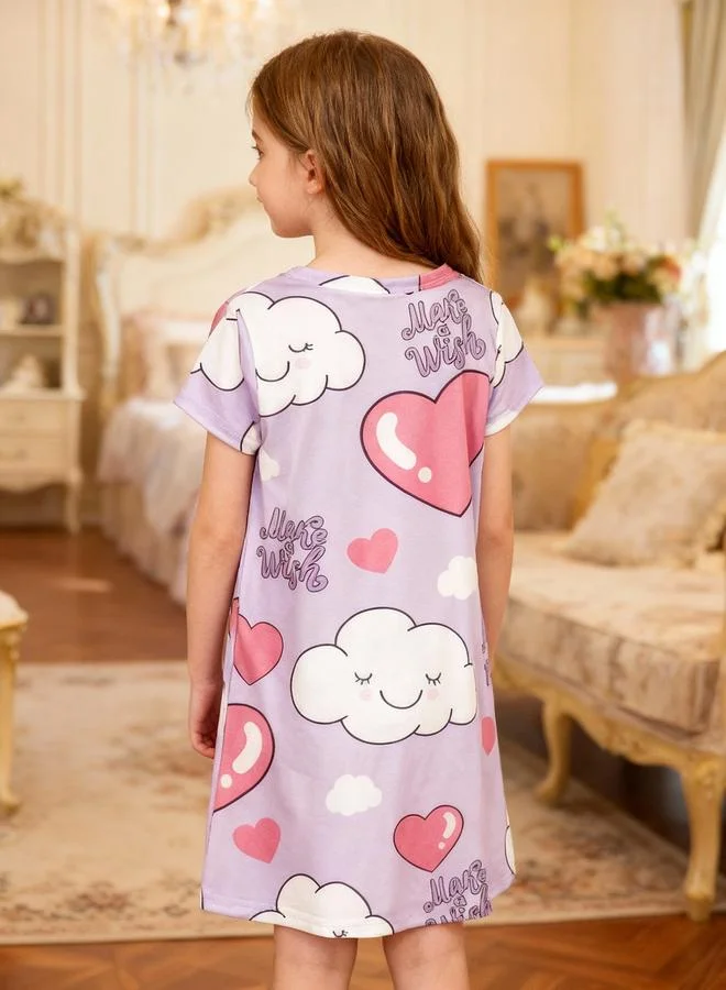 Take Two Girls Graphic Print Round Neck Nightdress