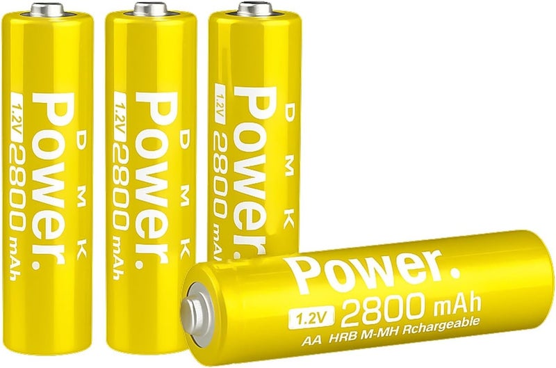 DMK Power Rechargeable AA Batteries,2800mAh High Capacity Batteries 1.2V NiMH Low Self Discharge (GOLD, 4 PIECES) - Image 1
