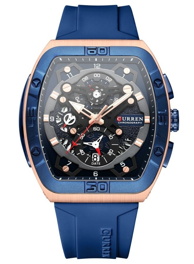 CURREN CURREN 8443M Men Quartz Sport Watch Silicone Strap Alloy Case Fashion Multifunction Wristwatch Abrastion Resistant Glass 3ATM Luminous Display Chronograph Calendar Date Watches - Image 1