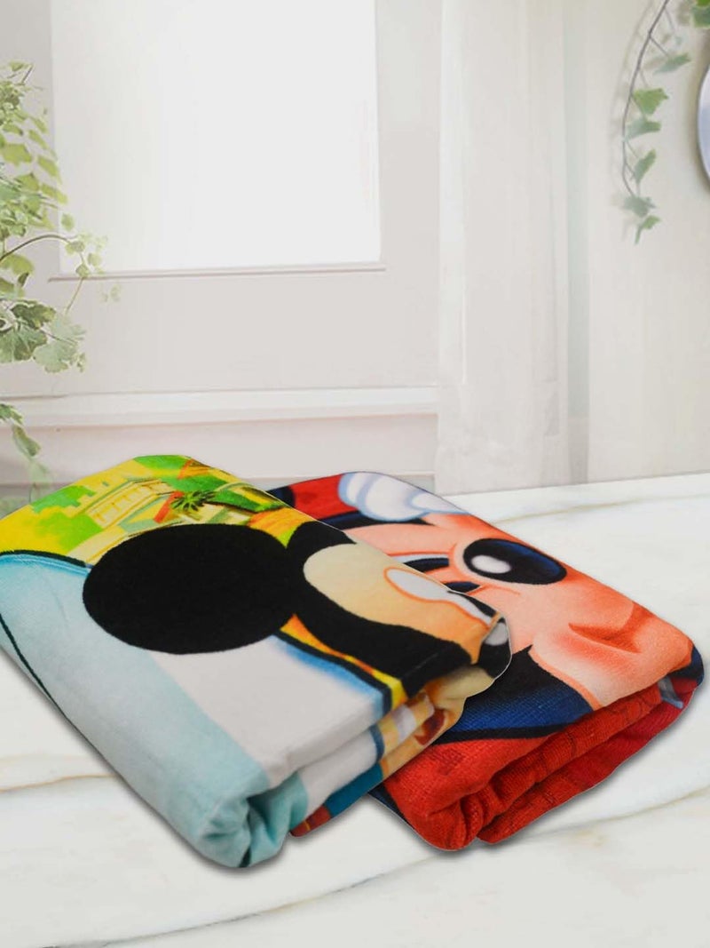 Athom Living Disney Mickey Mouse Kids Bath Towel, 60x120cm, 350 GSM, Soft & Absorbent, Multicolor, Perfect for Boys and Girls, Fun & Vibrant Design, Pack of 2 - Image 2