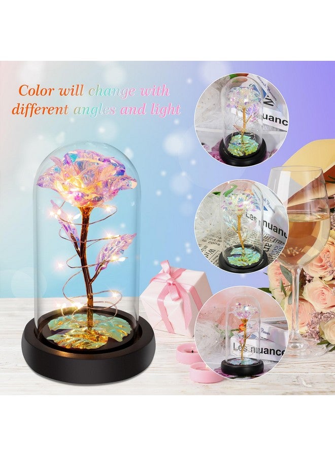 Birthday Gifts for Women,Mothers Day Flowers Gifts for Mom,Wife,Grandma,Mom Gifts for Her,Light Up Rose Flowers in Glass Dome,Colorful Rainbow Flower Rose Presents for Birthday,Anniversary,Valentines