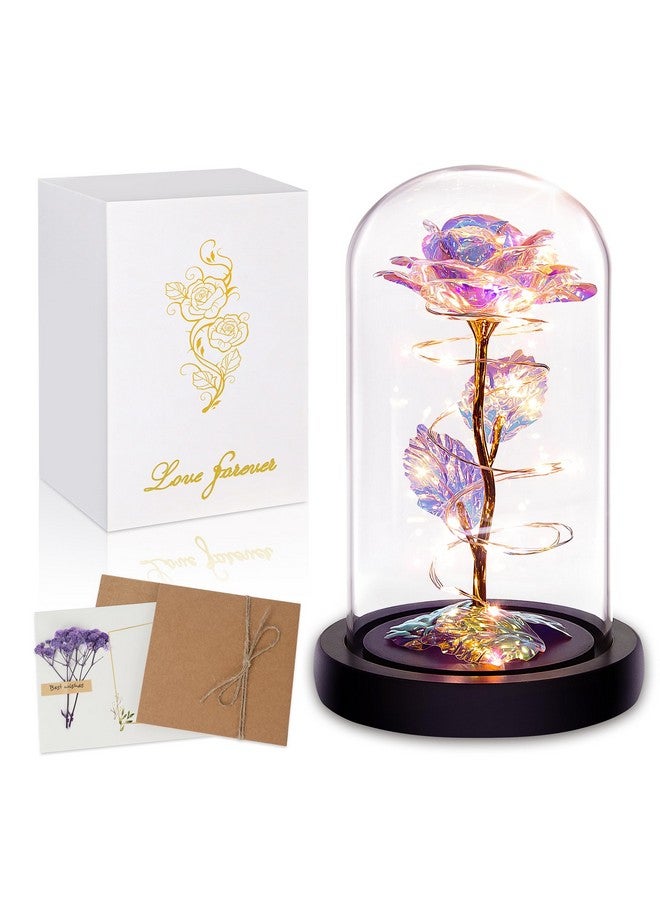 Birthday Gifts for Women,Mothers Day Flowers Gifts for Mom,Wife,Grandma,Mom Gifts for Her,Light Up Rose Flowers in Glass Dome,Colorful Rainbow Flower Rose Presents for Birthday,Anniversary,Valentines