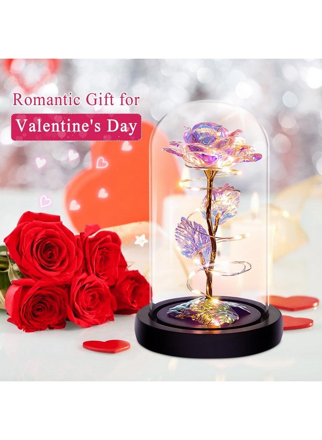 Birthday Gifts for Women,Mothers Day Flowers Gifts for Mom,Wife,Grandma,Mom Gifts for Her,Light Up Rose Flowers in Glass Dome,Colorful Rainbow Flower Rose Presents for Birthday,Anniversary,Valentines