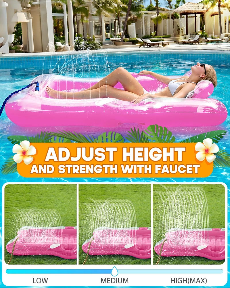 Snowalva Inflatable Tanning Pool Lounger Float, 72" x 61"Pool Floats Adult with Automatic Spray Cooling, 5 in 1 Suntan Tub Raft Floatie, Sunbathing Bed Lounge for Pool Party Yard Tanning Summer Gift - Image 2