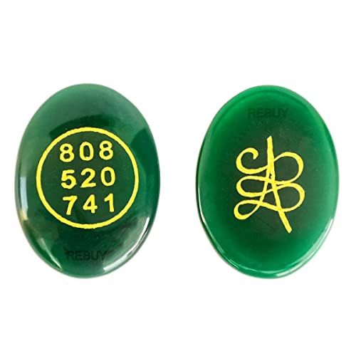 REBUY Zibu Symbols Crystal for Money and Prosperity Natural Stone Green Jade Switchwords Cabochon Oval Shape Gemstone for Reiki Healing and Crystal Healing Stone Pack of -1 - Image 1
