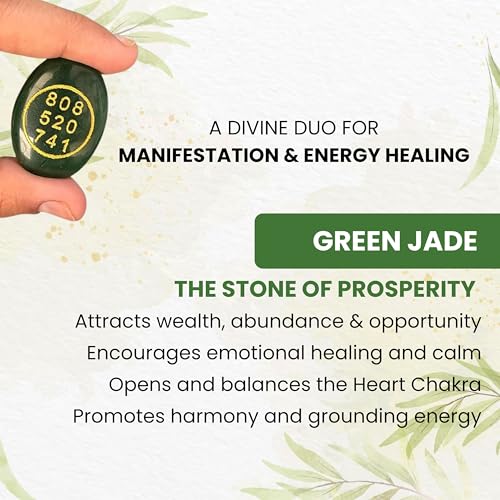 REBUY Zibu Symbols Crystal for Money and Prosperity Natural Stone Green Jade Switchwords Cabochon Oval Shape Gemstone for Reiki Healing and Crystal Healing Stone Pack of -1 - Image 5